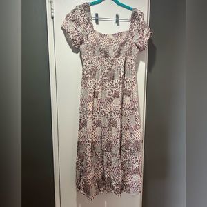 American Eagle smocked midi dress with patchwork floral designs. Size L